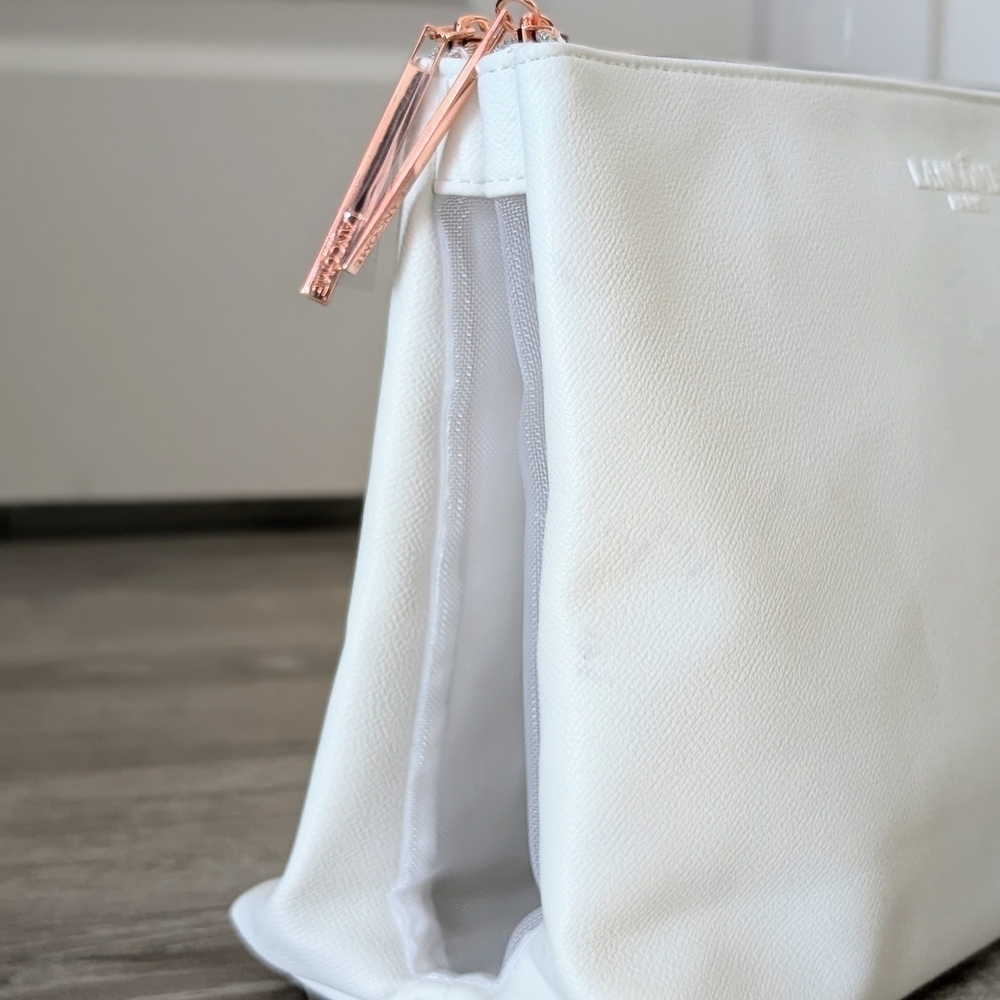 Lancome White Makeup Bag with Rose Gold Zipper